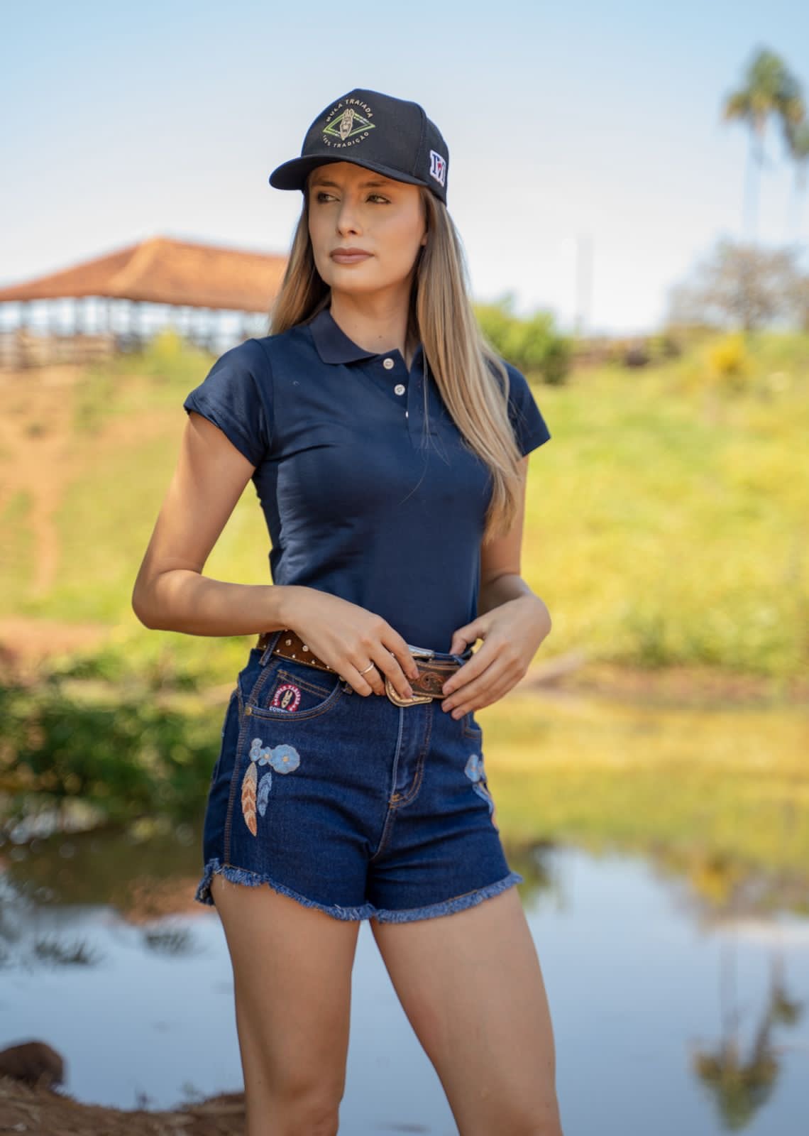 Polo + Short Jeans Bordado