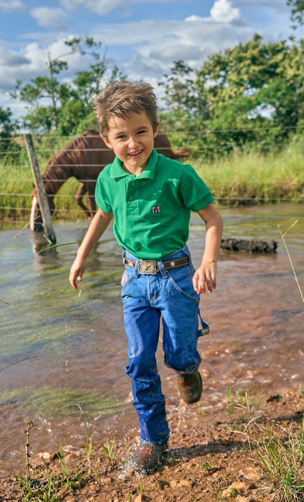Polo Verde + Jeans - Menino